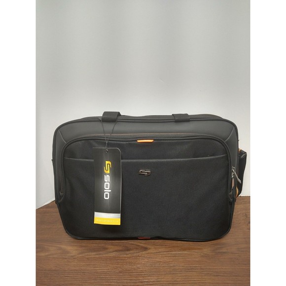 Solo Urban Slim Brief Laptop Bag Dark Gray/Black/Orange, Adjustable Strap NWT